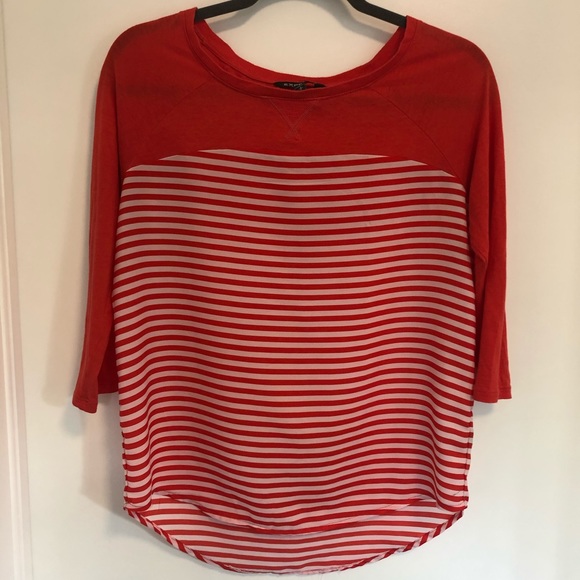 Express red and whit striped 3/4 shirt - Picture 2 of 4